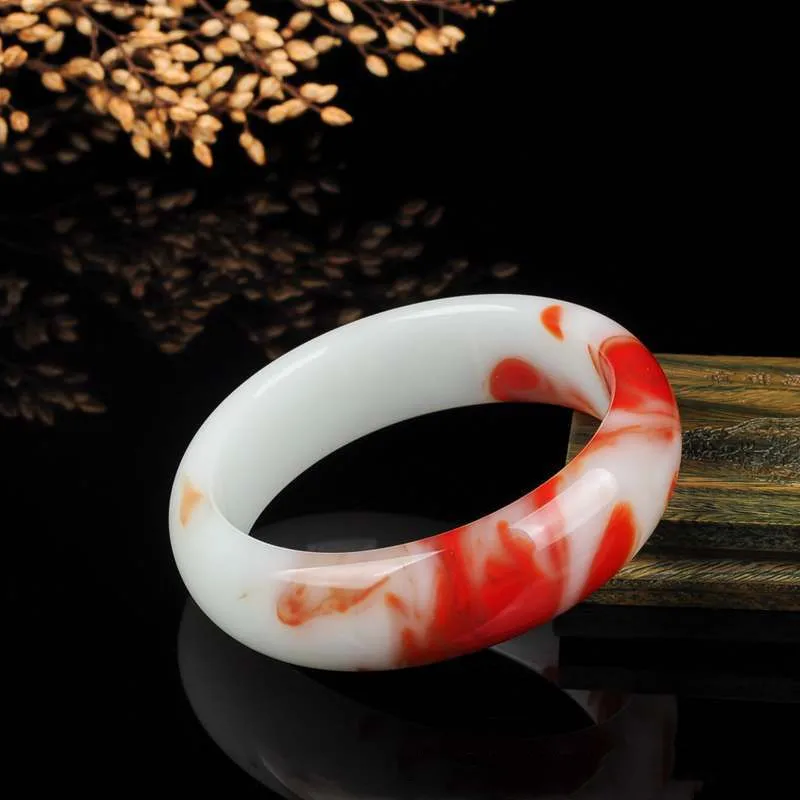 

Natural Jade Bracelet Xinjiang Hetian Jade Chicken Blood Jade Floating Gobi Jade Bracelet Female Joker Bracelet