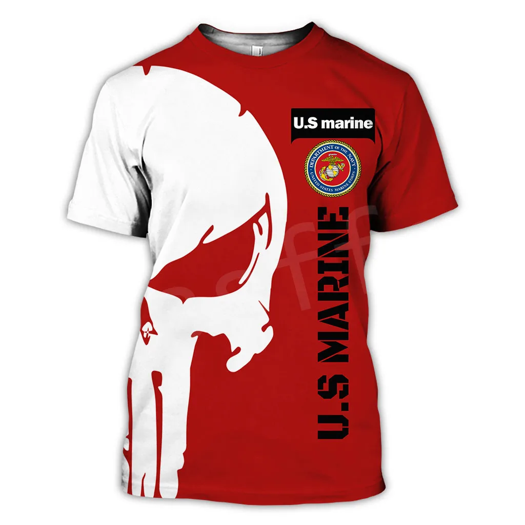 

Tessffel America Marine Camo Skull Soldier Army NewFashion Casual 3DPrint Unisex Summer Funny T-Shirt Short Sleeves Men/Women A1