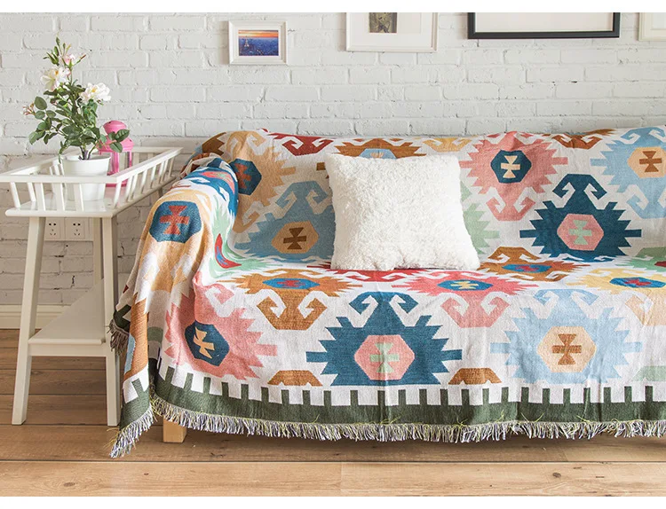 Красивое Одеяло с геометрическим узором коврики для пикника на открытом воздухе этнический стиль винтажное одеяло индийское геометрическое одеяло Тотем - Цвет: Красный