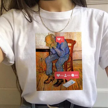 

Ukiyo-e Vincent Van Gogh Women T Shirt Funny 90s Vintage Ulzzang Aesthetic Female Clothes Casual Grunge Aesthetic Tshirt Top Tee