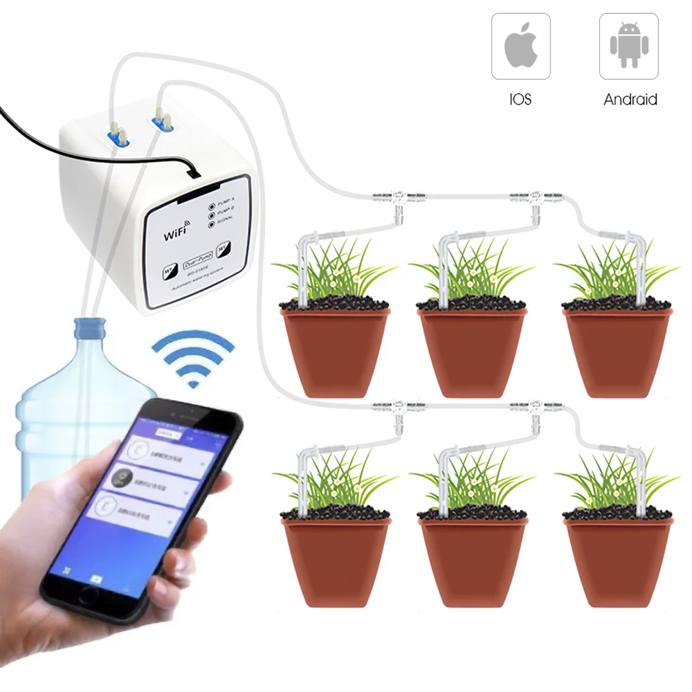 Smart WIFI Drip Irrigation System Remote Control Dual Pump Timer