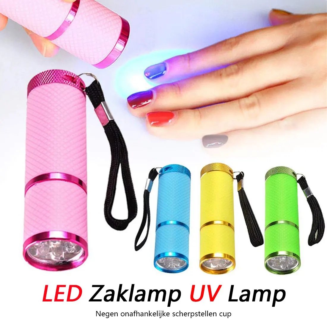 

High Quality 3AAA Battery Powerd Multi-fuction Portable Mini 9 LED Nail Dryer Currency Detector UV Gel Lamp Flashlight Torch