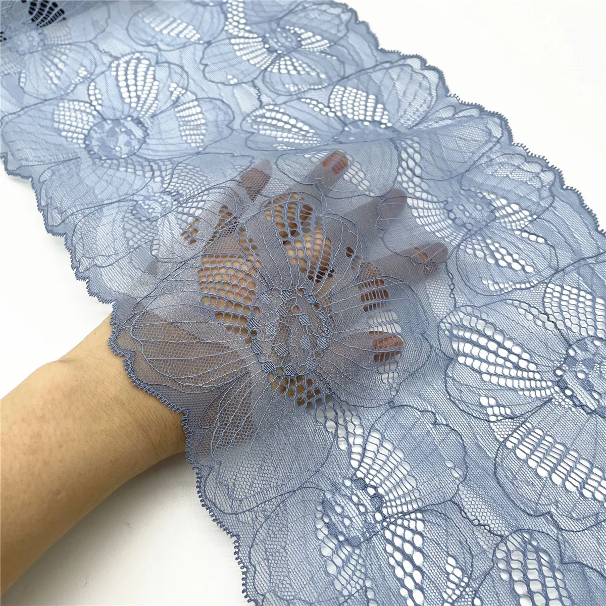 3M/Lot Width 9 1/4 inch 23.50cm Light Blue Stretch Lace Trim 4
