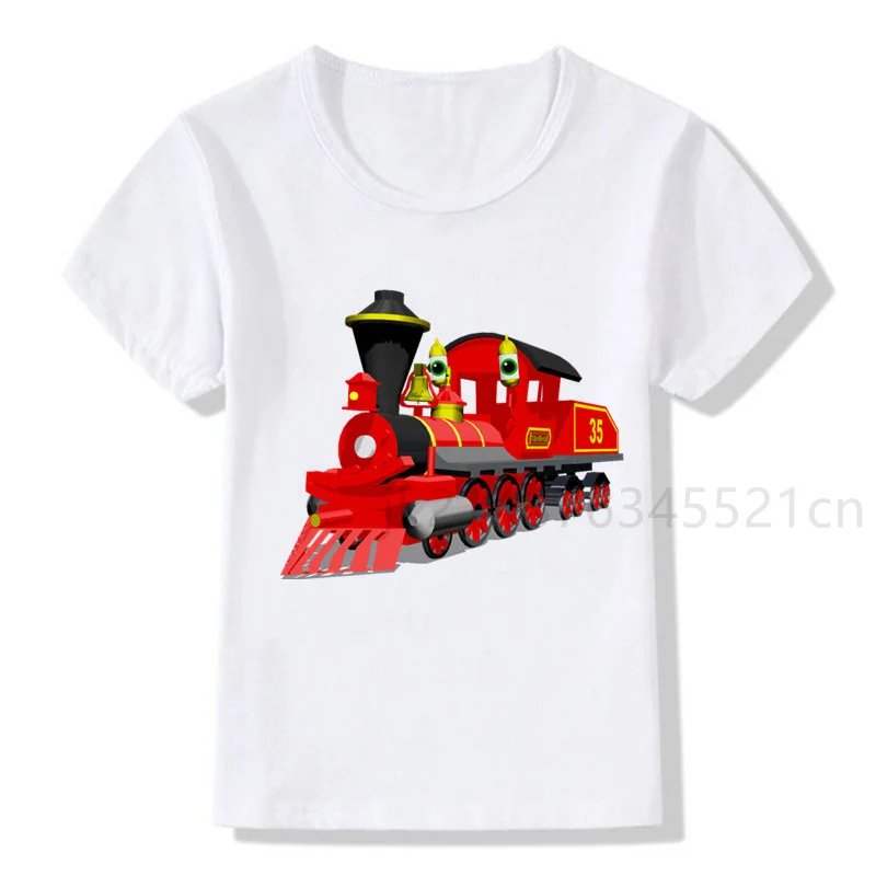 Treno Simpatico Cartone Animato Treno Merci Neonati Abbigliamento Bambino Preferito T-Shirt Bianca Moda Streetwear T-Shirt Per Bambini Taglie Forti