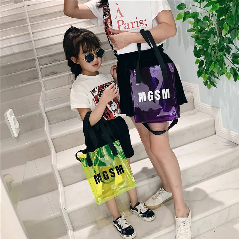 

Parent And Child Transparent Gel Bag 2019 Summer New Style Fashion PVC Handbag Beach Casual Crossbody Bag Fashion