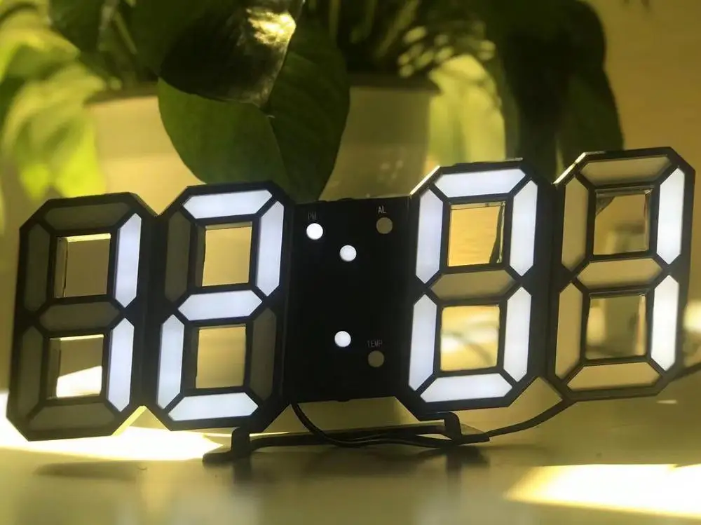 White B Hot! 3D LED Wall Clock Modern Digital Wall Table Clock Watch Desktop Alarm Clock Nightlight Saat Wall Clock For Home Living Room - Цвет: White B