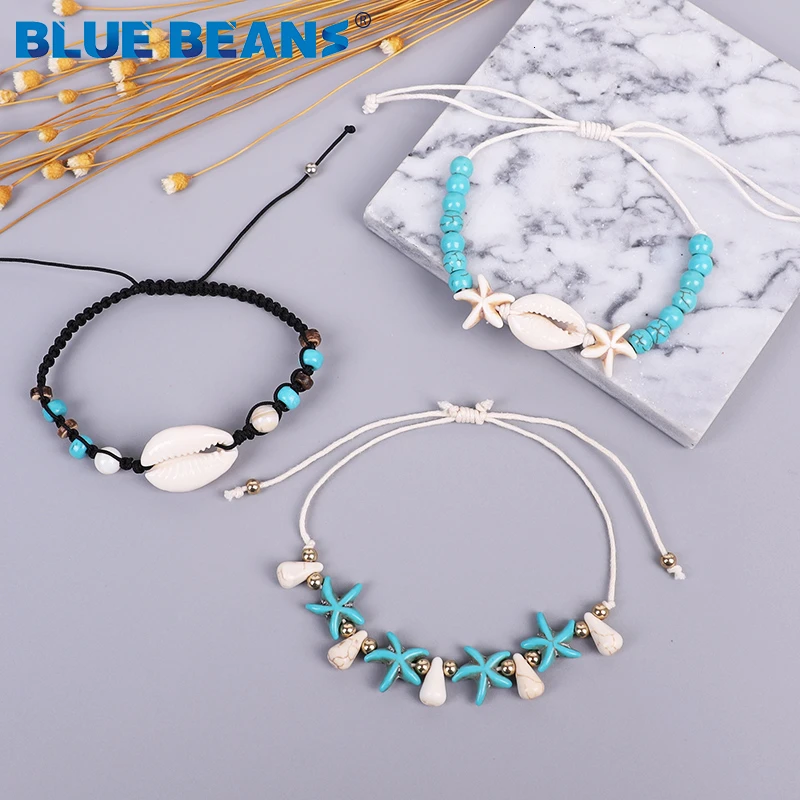 Bohemian Starfish Star Conch Shell Bracelets For Women Fashion Geometric Beads Bracelet Cuff Bangles beach Jewelry Accessories | Украшения