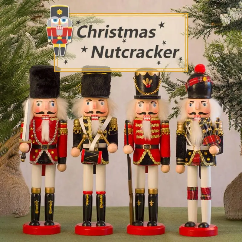 3pcs 30CM Wooden Nutcracker Walnut Soldier Ornaments for Childrens Room Decoration
