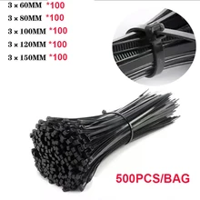 

500 Pieces Self-locking Plastic Nylon Cable Tie 100PCS Black 3*60 To 5*300 Fastening Ring Industrial Home Useful Cable Tie Set