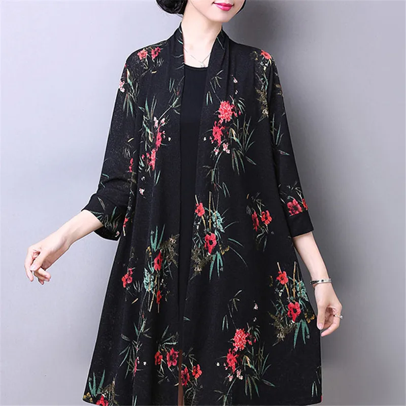 Женский длинный кардиган из вискозы тонкий Свободный большого размера 5XL A133