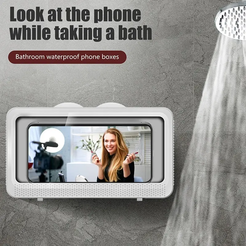 Liner Phone Or Tablet Holder Waterproof Case Box Wall Mounted All Covered Mobile Shelves Self-Adhesive Shower Accessories | Дом и сад