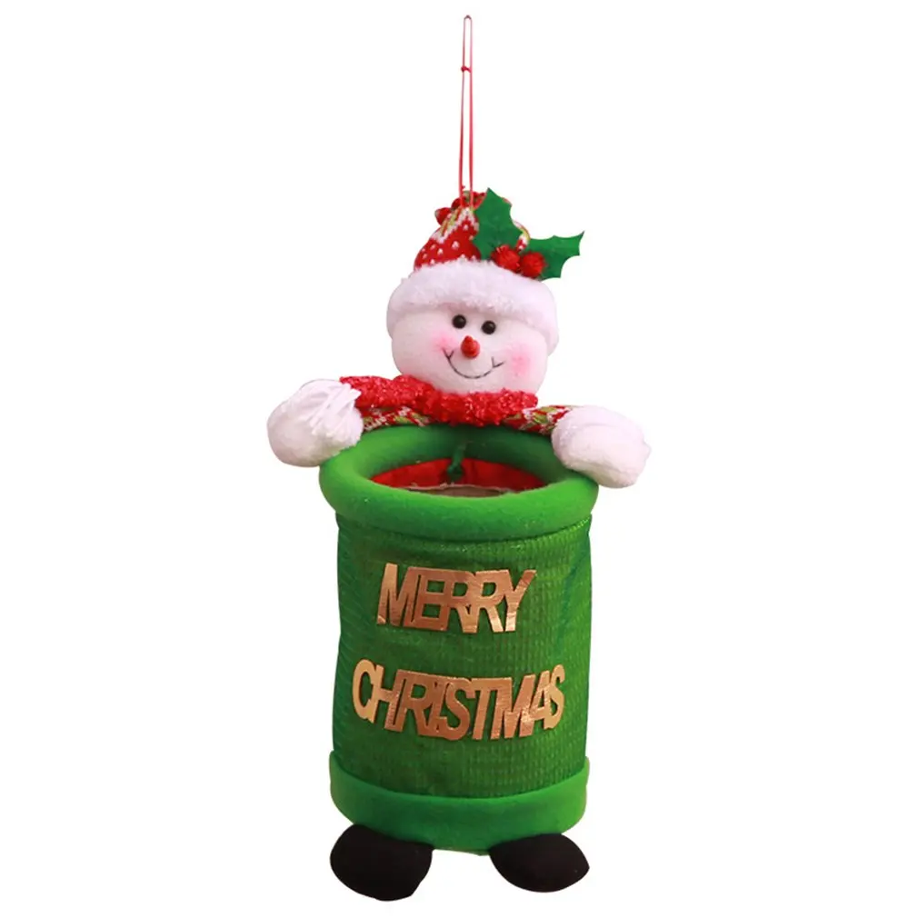Christmas Creative Cartoon Snowman Santa Claus Doll Holding Trash Can Storage Bag Christmas Decorations Doll Household - Цвет: 2