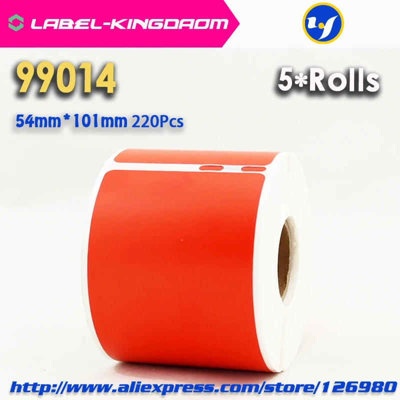 5 Rolls Dymo 99014 Red Generic Label 54mm*101mm 220Pcs Compatible for LabelWriter 450Turbo Printer Seiko SLP 440 450