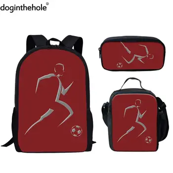 

DOGINTHEHOLE Fashion 3D Cool Football Printed Children Satchel 3PCS Set Schoolbags Teenager Boy Kids Students Customize Backpack