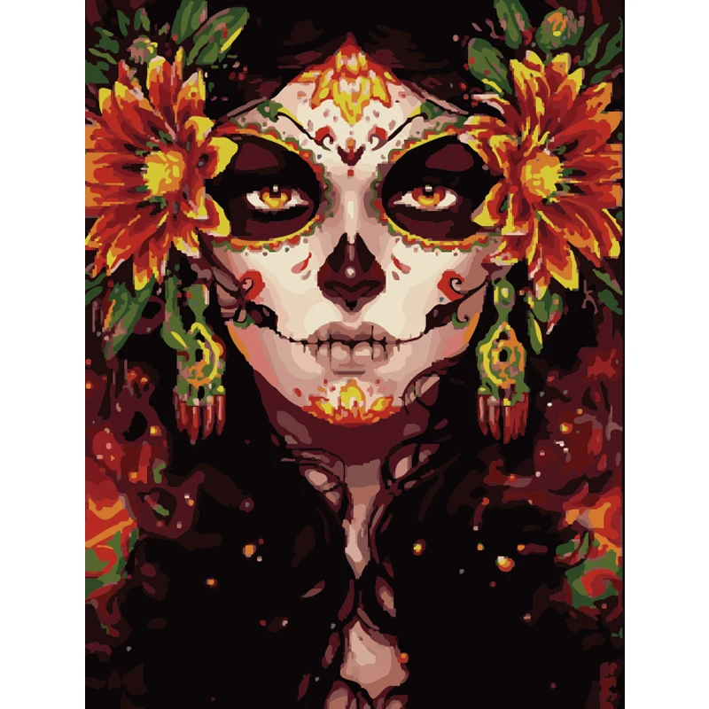 Flowers Ghost Girl Figure Paint By Numbers DIY Oil Painting Big Size