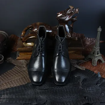 

Goodyear Handmade Workwear Boots Shoes Square Toe Trendy Cowboy Genuine Leather Pointed Toe Ankle Cow Leather Full Grain Leather