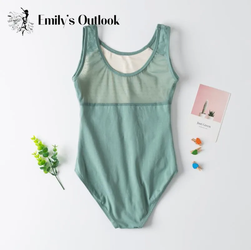 Dance Leotard Girls' Team Basic Tank Leotard Classic High-Neck Dance Leotard Children Ballet Gymnastic Mesh Athletic Dancewear Extra Big ballet leotard dance leotard girls dance costumes