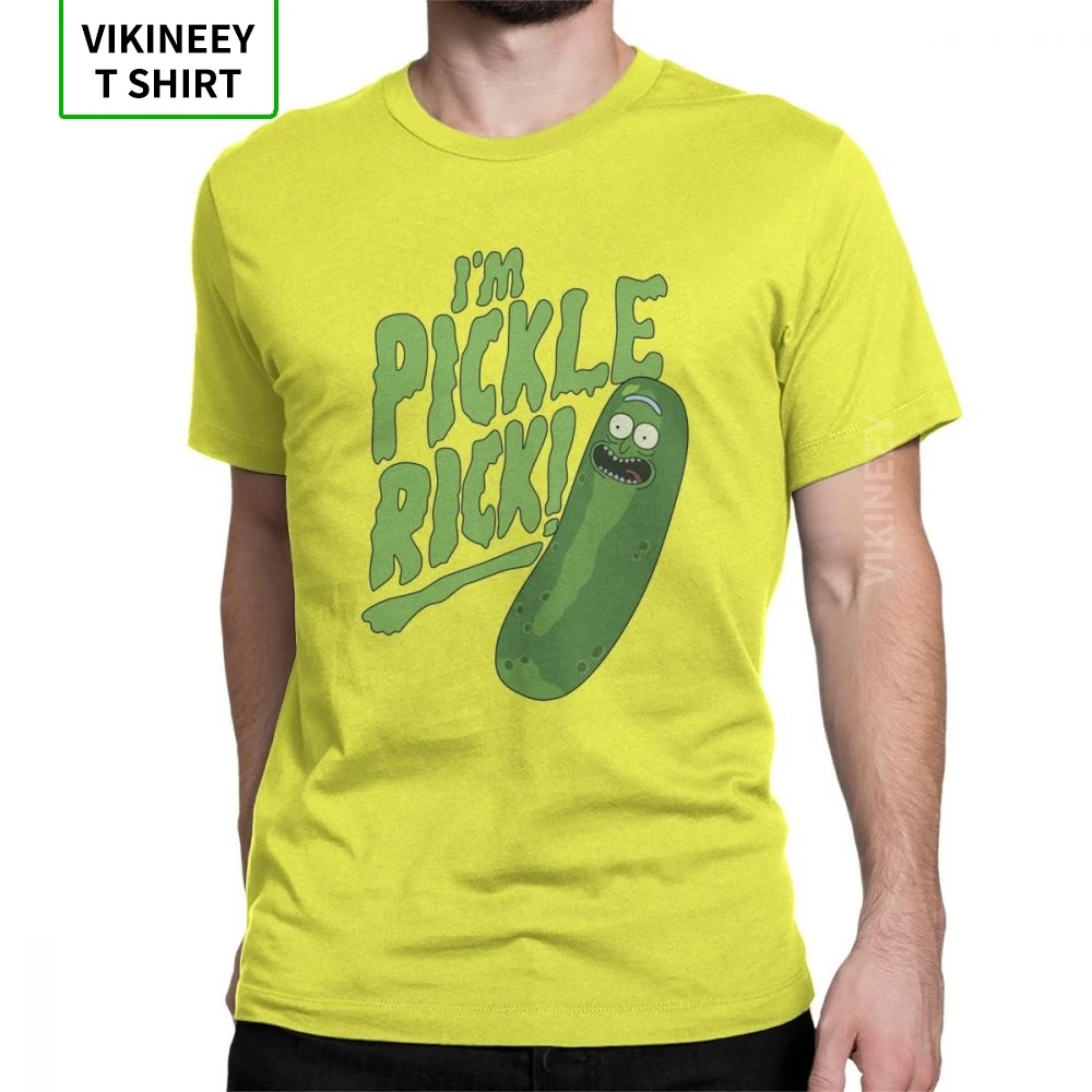Мужские футболки Рик и Морти, футболки с надписью I'm Pickle Rick, винтажная одежда с круглым вырезом и короткими рукавами, футболка из хлопка размера плюс - Цвет: Цвет: желтый