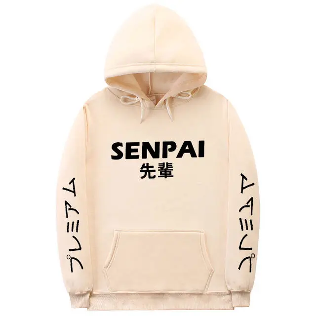 Khaki Black Модная Японская уличная толстовка с капюшоном SENPAI несколько цветов для мужчин и женщин пуловер sudadera hombre черный 2XL JA299 - Цвет: Khaki Black