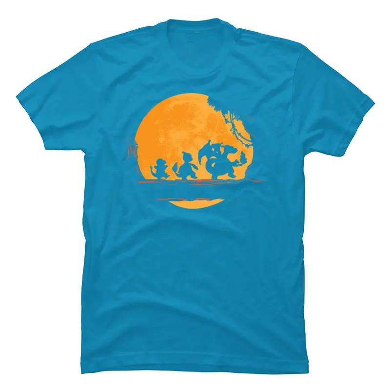 Pokemon Fire Charmander Walk Moon Man Топы рубашка странные вещи Луна 3D печатные толстовки Новые футболки с коротким рукавом для мужчин - Цвет: Light Blue
