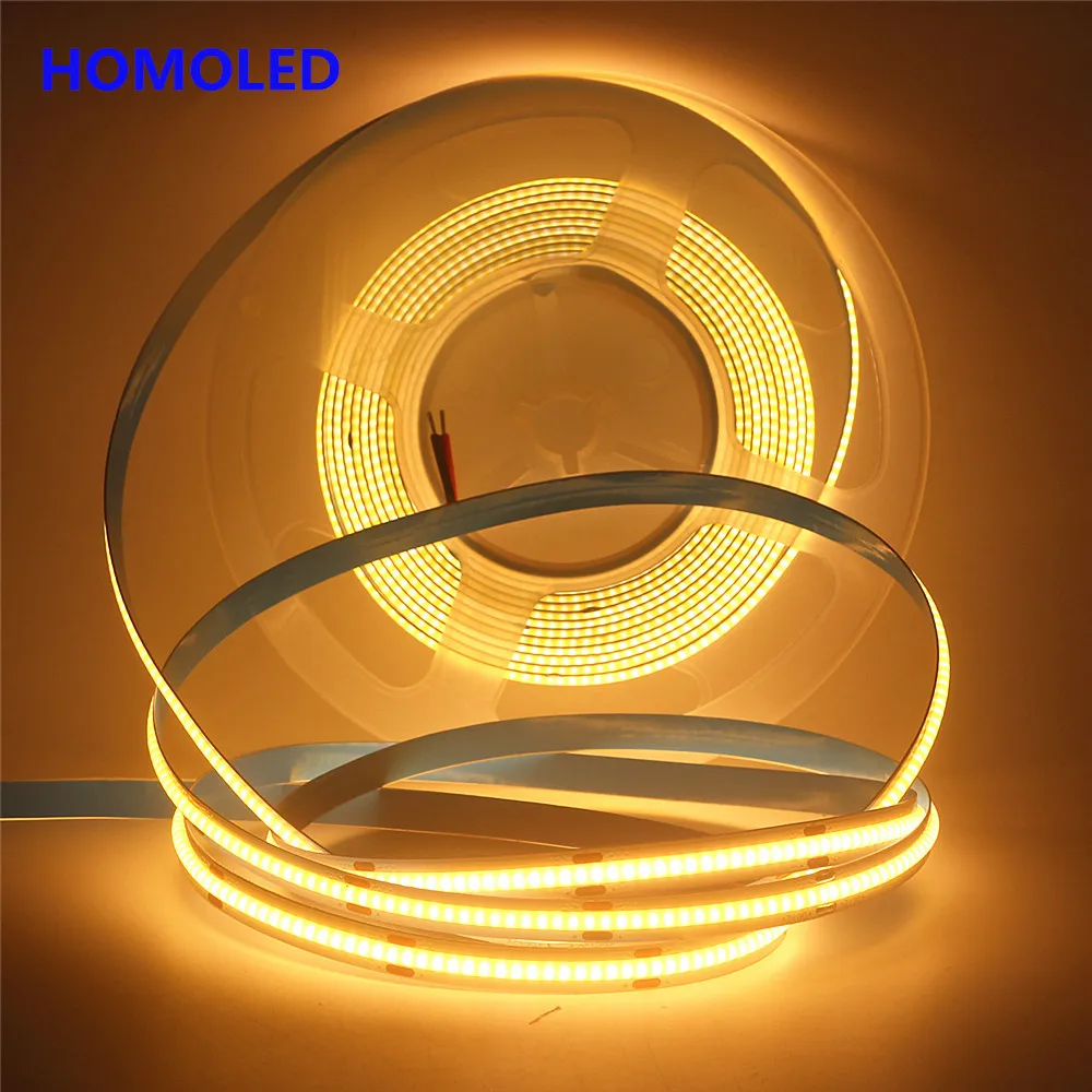 

3000K 4000K 6000K High Density Soft COB FOB LED Strip IP20 320/384/528/leds/m Flexible COB Ribbon Tape Decor Light DC12V DC24V
