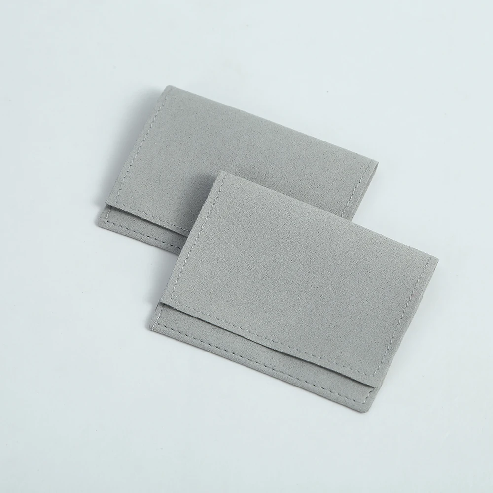 20 Grey Microfiber Jewelry Pouch Suede Velvet Small Envelope Bag Jewelry Packaging Pouches Bulk