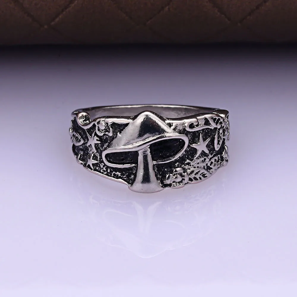Anillos con patrón de flor de Estrella De Seta salvaje para hombre y mujer, sortija Retro Punk para parejas, sortija para club nocturno, anillo de motorista de Hip Hop, regalo