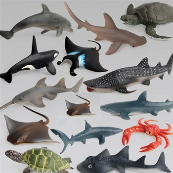 

Kids Educational Ocean Sea Life Simulation Animal Model Sets Whale Turtle Crab Dolphin Action Toy Figures Collection Gift