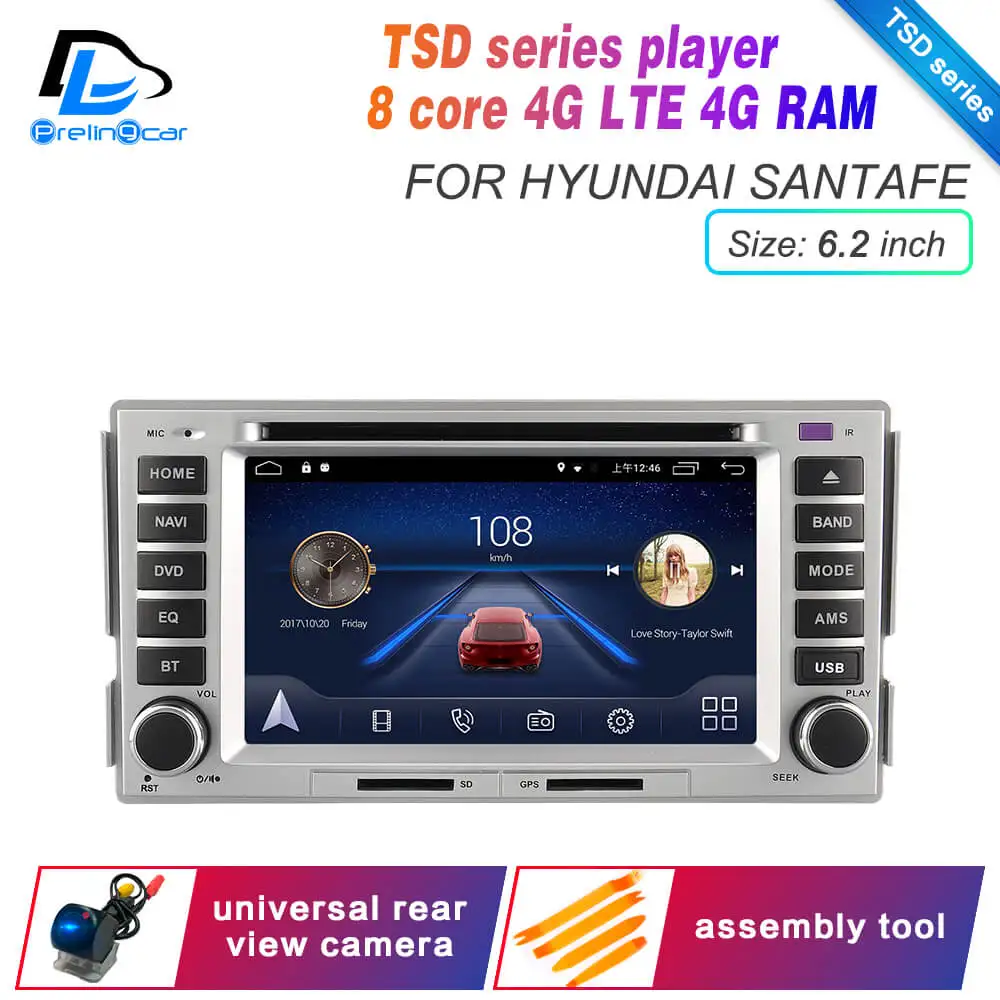 Ips экран DSP звук Android 9,0 2 DIN 4G Lte радио для hyundai santa fe gps dvd-плеер стерео навигация - Цвет: TSD  santa fe player