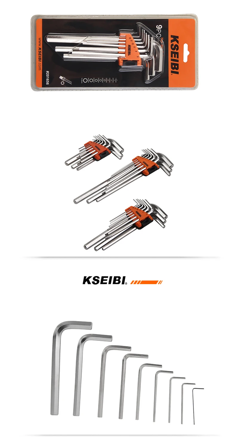 KSEIBI хром ванадиевой Аллен ключ гаечный ключ 9 шт. короткий рычаг шестигранной торцевой ключ метрический SAE размеры универсальный набор для ремонта велосипеда