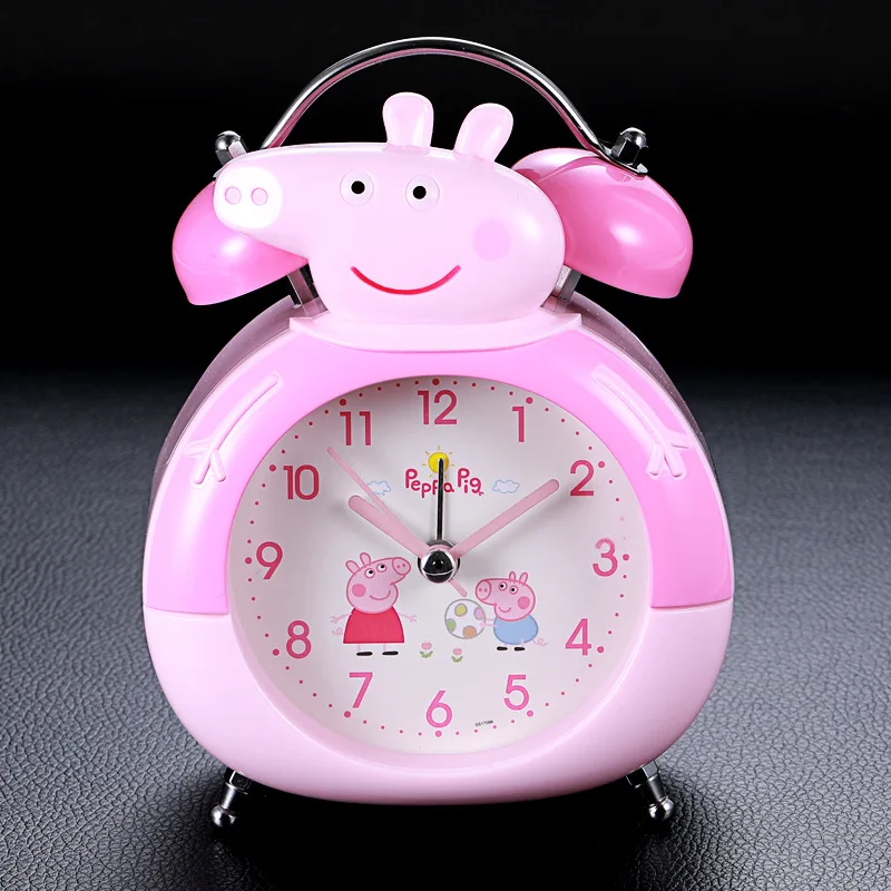 Crianchas Encantador Dos Desenhos Animados Quarto Duplo Sino Silencioso Nao Ticking Night Light Presentes Para O Estudante Desper - Цвет: Черный