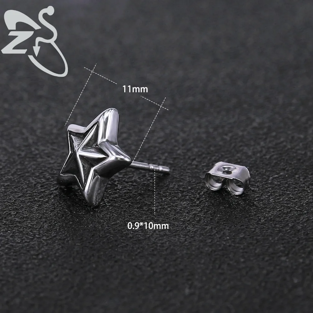 ZS 6 стиль 316L нержавеющая сталь череп панк-шпильки мужские серьги 3D Звезда рок ролл Ушные Шпильки мальчики Хип Поп украшения для ушного пирсинга