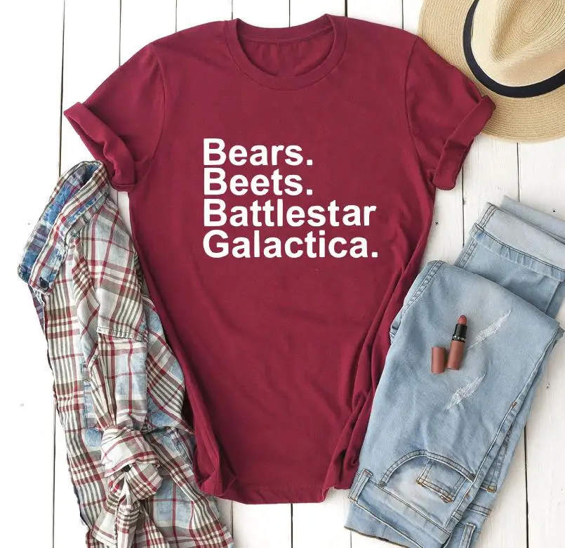 Beets battlestar Galactica футболка Dwight Schrute Farms Повседневная Женская хлопковая модная футболка с коротким рукавом Прямая поставка