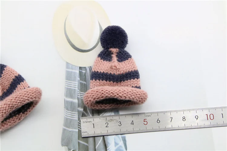 5 шт. вязанные помпоны в полоску мини-шляпы DIY ремесло дети волосы головной убор материал игрушки ювелирные изделия аксессуары украшения милые маленькие шапки