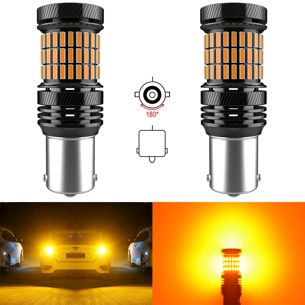 2pcs Canbus Error Free 1156 LED No Hyper Flash Amber Yellow Orange 7506  P21W BA15S LED Bulbs Car Turn Signal Lights For BMW AUDI - AliExpress