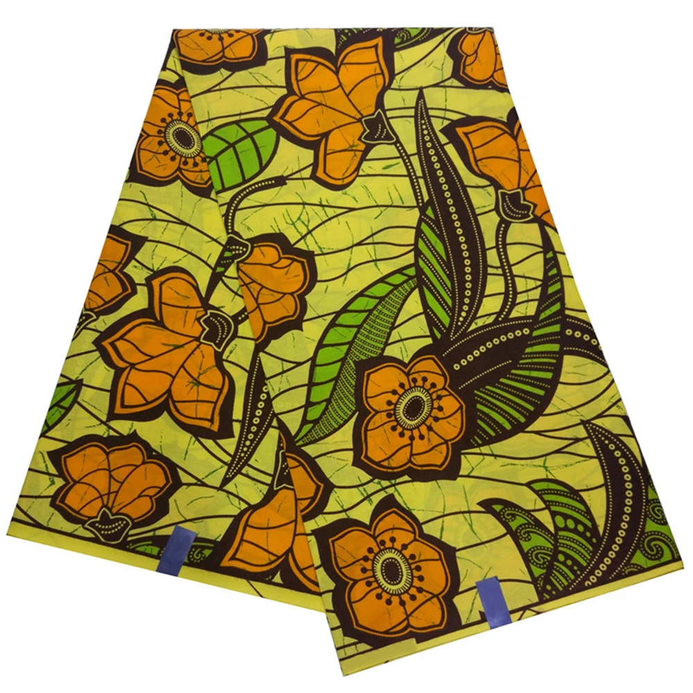 Африканский Дашики желтый воск ткань с цветочным принтом повседневные женские платья ткань