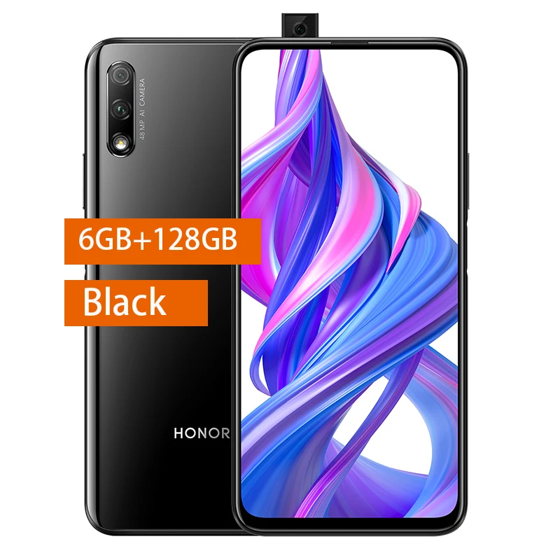 6G 128G Black Honor 9X Смартфон Honor 9X4000 mAh батарея 7nm Kirin 810 48MP Авто всплывающий caemra Google Play поддержка - Цвет: 6G 128G Black