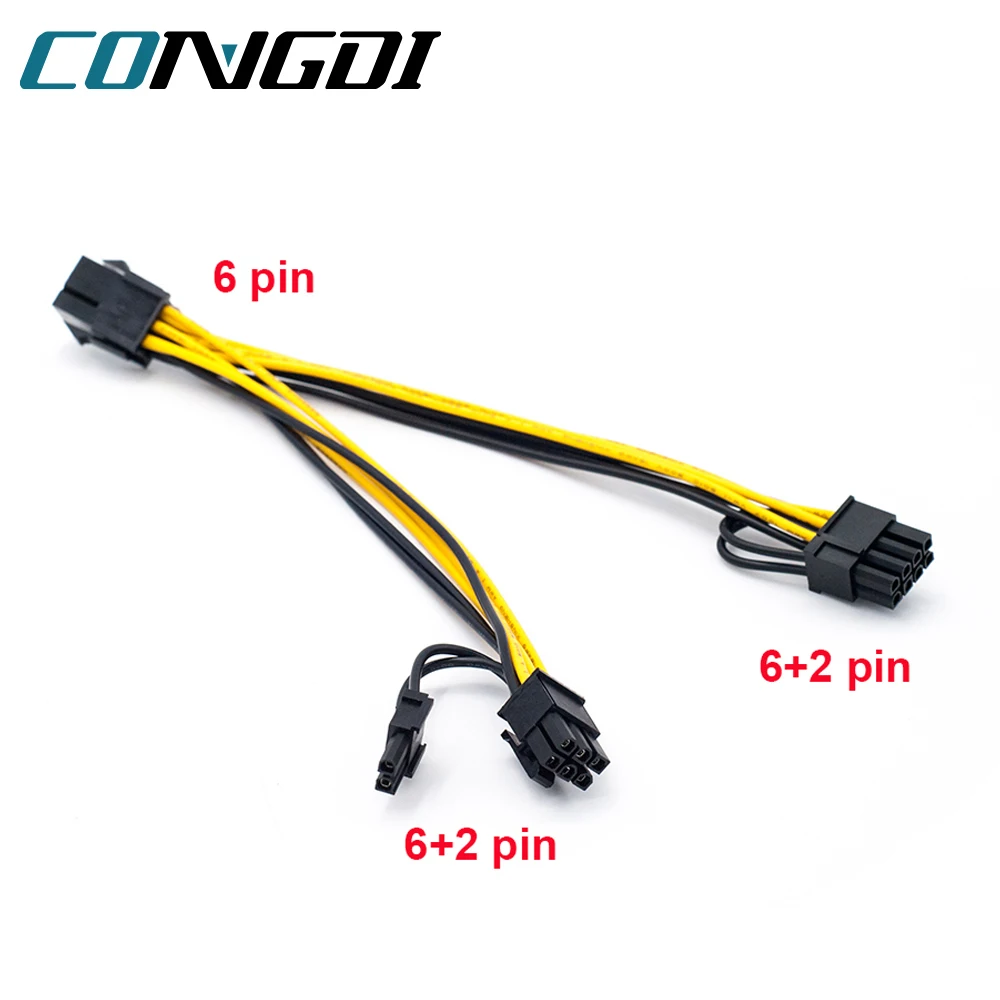 Кабель-разветвитель PCI-E 6 + 2-pin (6-pin/8-pin) видеокарта PCI Express 6-pin на два 8-контактного
