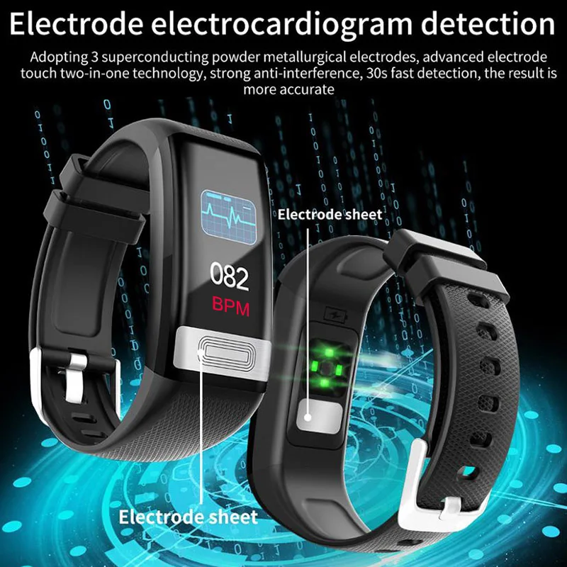 C20S ECG PPG Smart Bracelet Blood pressure Watch heart Rate Sleep monitor Smart Band Fitness Activity Tracker Health Wristband