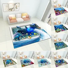 3D Океанский ковер для гостиной, спальни, детей, ковер Teapoy, настольные столы и стулья, прикроватные, бытовые, настраиваемые, мягкие предметы