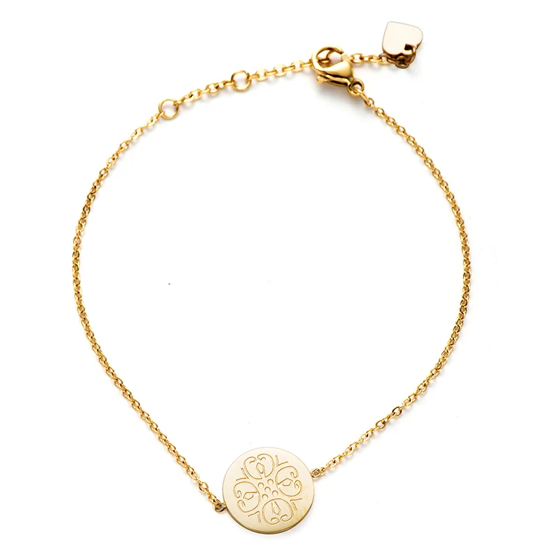 Дикие и свободные простые круглые браслеты для женщин Золотой шарм с листьями солнца Цветочный узор геометрические браслеты ювелирные изделия из нержавеющей стали - Окраска металла: Style 2