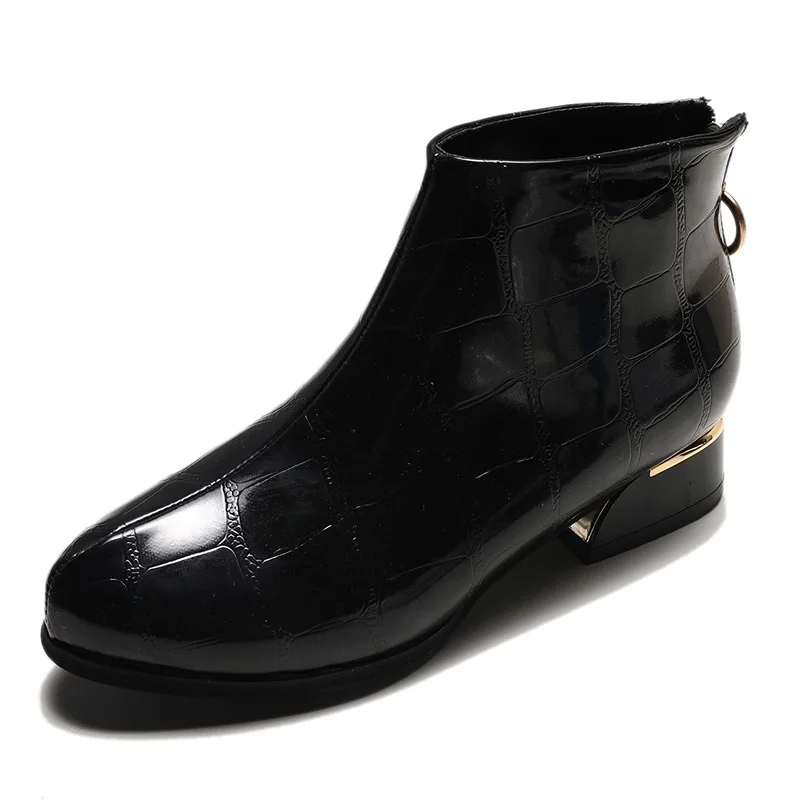

Leather Boots Women Autumn Winter Shoes 2019 Fashion Women Ankle Boots Casual Female Footwear Black A1753