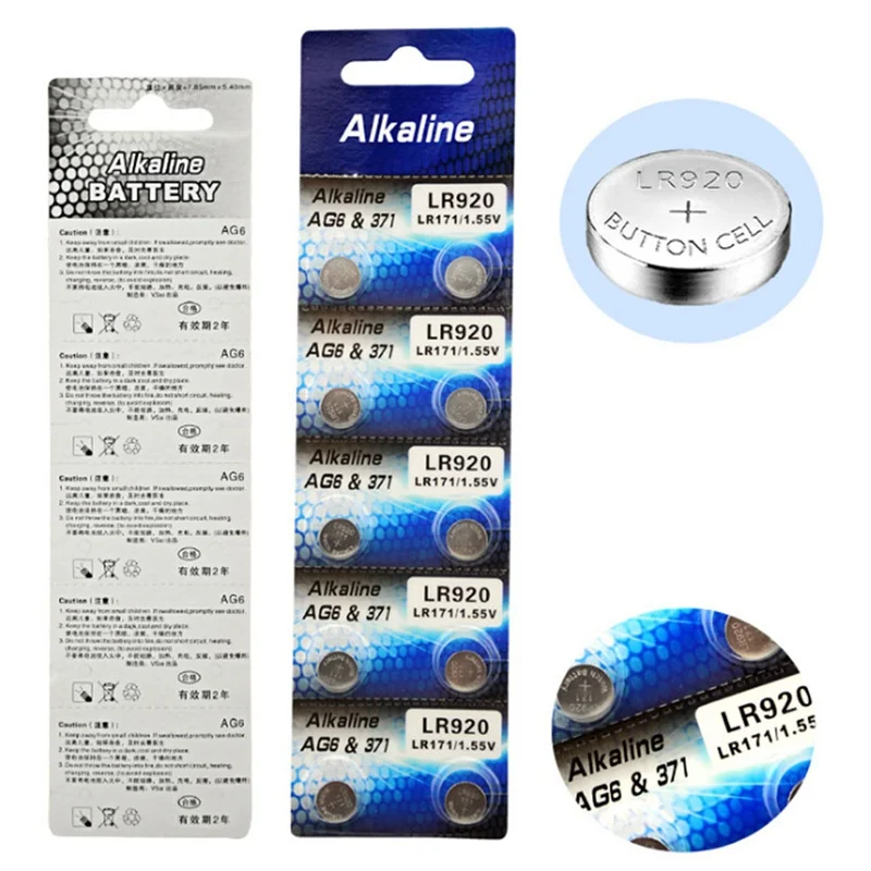

10pcs AG6 371 SR920SW LR920 SR927 171 370 L921 LR69 SR920 1.55V Button Cell watch Coin Alkaline Battery