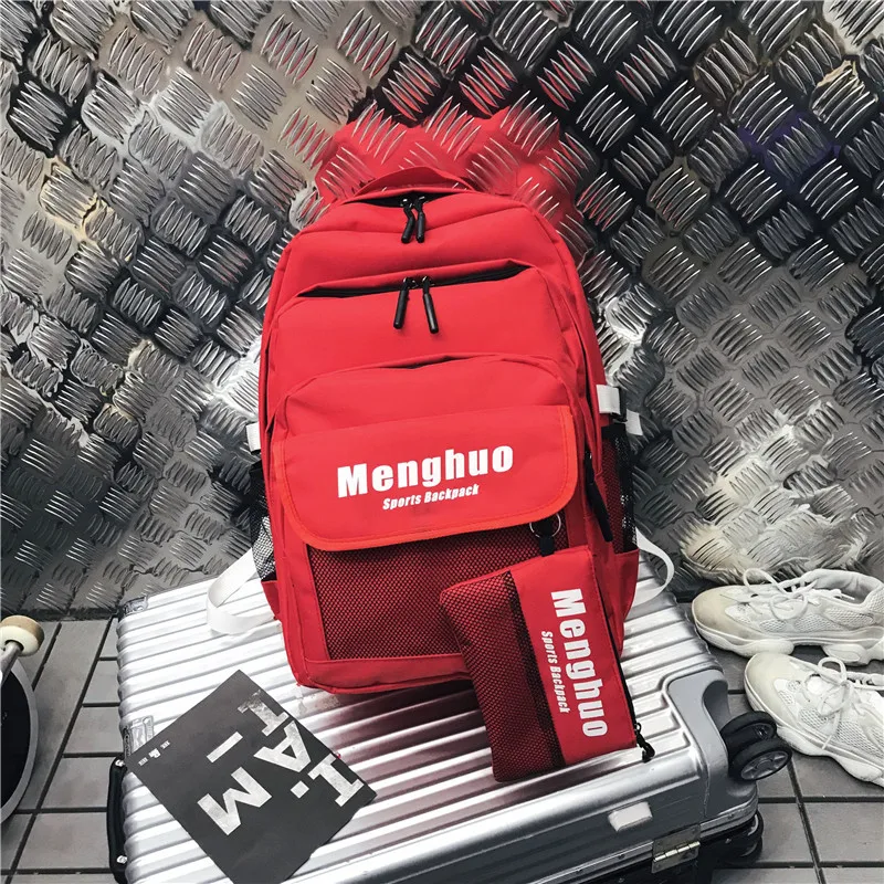 Casual large Capacity male Backpack for Teenage Girls Boys High school bag Men Bagpack big Nylon Rucksack Back Pack Women - Цвет: Красный