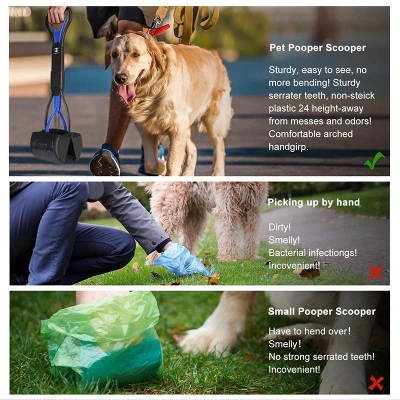 Pet Dog Long Handle Pet Pooper Scooper Dog Cat Waste Picker Jaw Poop Scoop Pick Up Clean Waste Cleaning Tools Supplies
