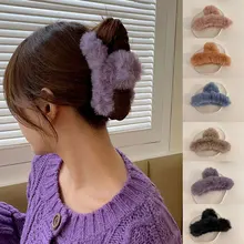 

Elegant Solid Color All-matched Shark Clips Japanese Style Simplicity Plush Catch Clips Fashionable Popular Hair Accessories