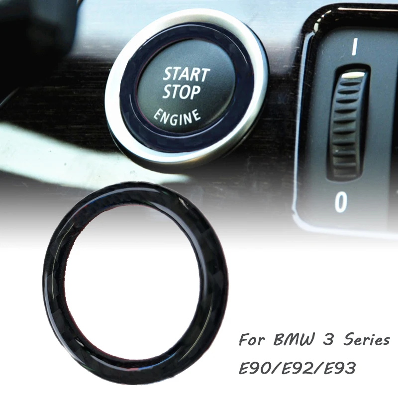 

For BMW 3 Series E90 E92 E93 One-key Start Decorative Ring Stickers Carbon Fiber Interior Start Button Ring With 3 color
