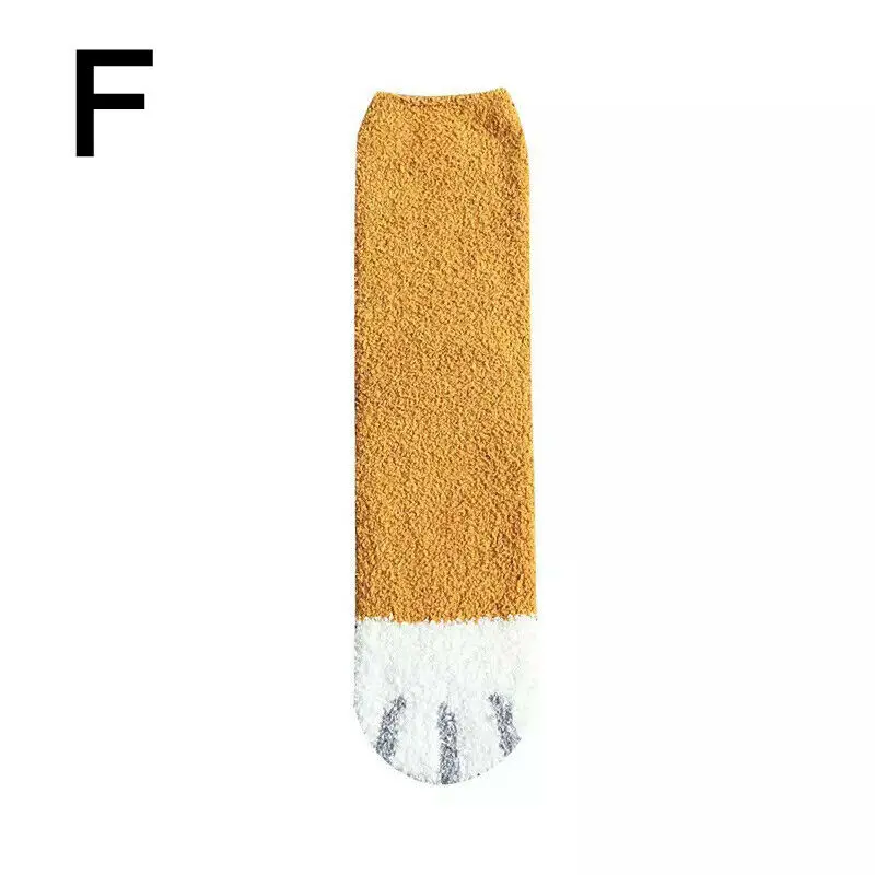 F YELITE/плюшевые носки из кораллового флиса; милые полосатые толстые мягкие женские носки без пятки; зимние теплые носки для сна - Color: F