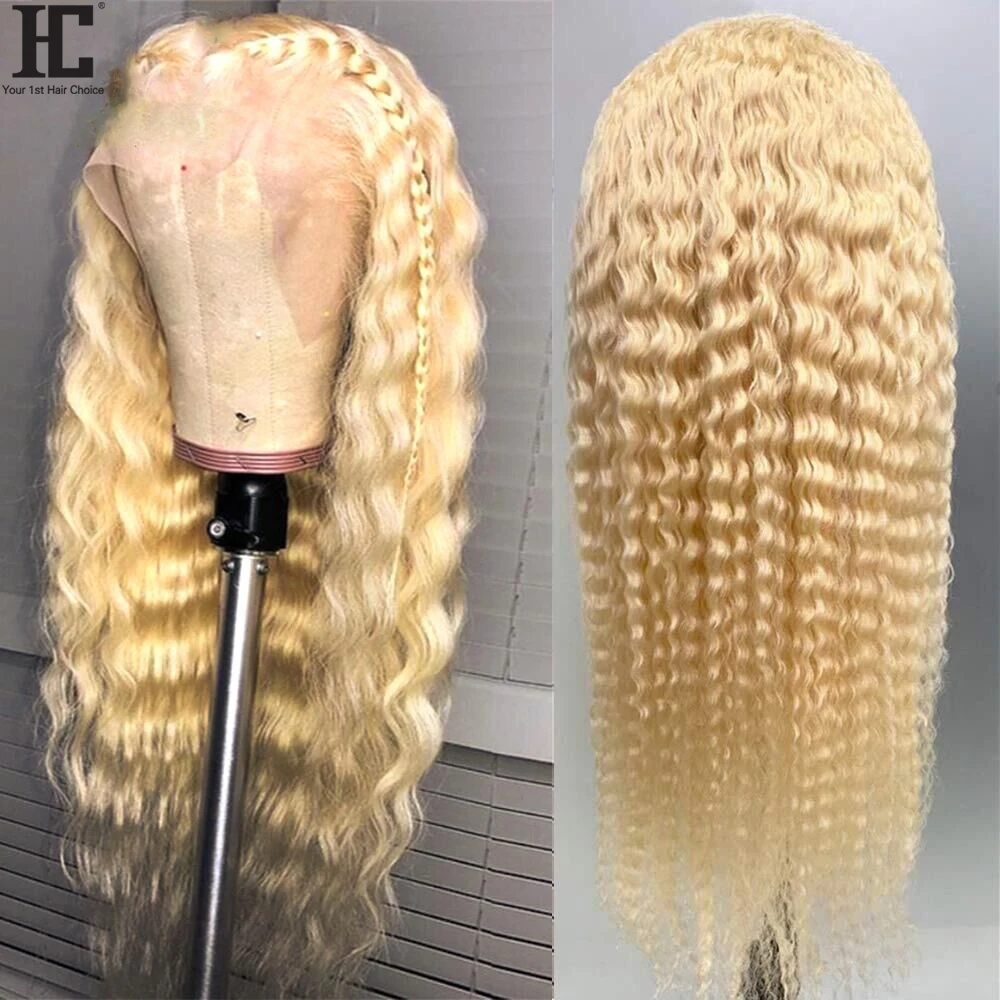 13X4 613 Blonde Lace Front Human Hair Wigs With HD Transparent Lace Brazilian Deep Wave Remy 613 Lace Front Wig Pre Plucked 150%