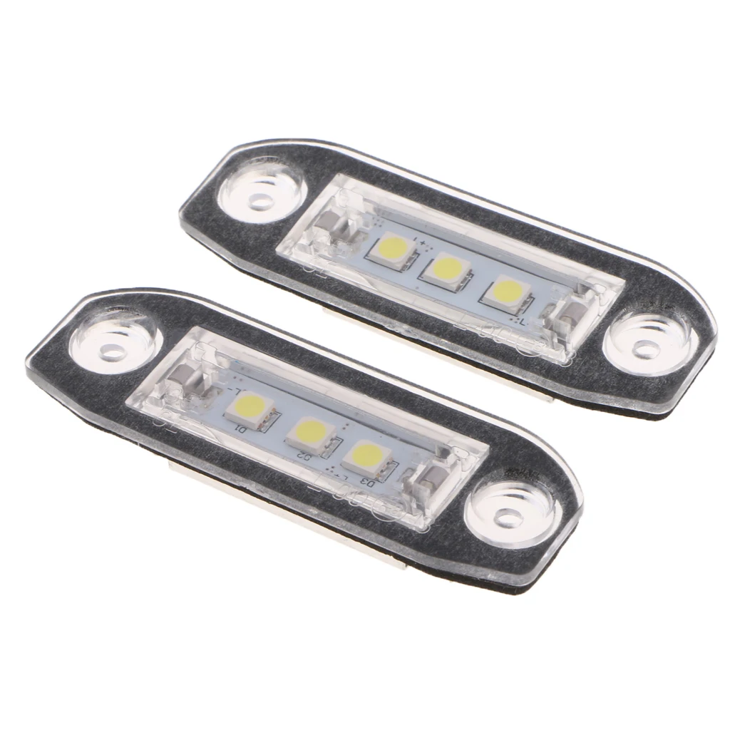 Pair LED License Plate Number Light White For Volvo S80 Xc90 S40 v60 S60 C70